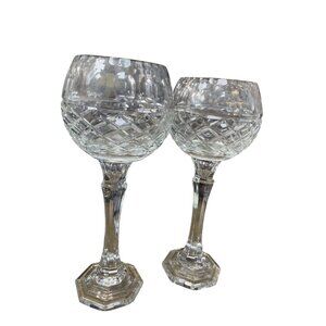 Poland Genuine hand cut lead crystal 24% PBO VTG WIne goblets pair SKU 9697